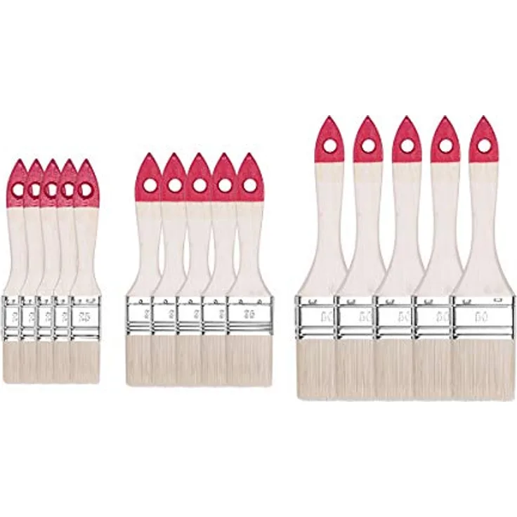 M7 Flachpinsel-Set 15-teilig, Breite 1 Zoll-5 Stück, Breite 1,5 Zoll-5 Stück, Breite 2 Zoll-5 Stück, Malerpinsel Set mit Holzgriff, Lackierpinsel 15PCS, Serie *30*, A0280-030500