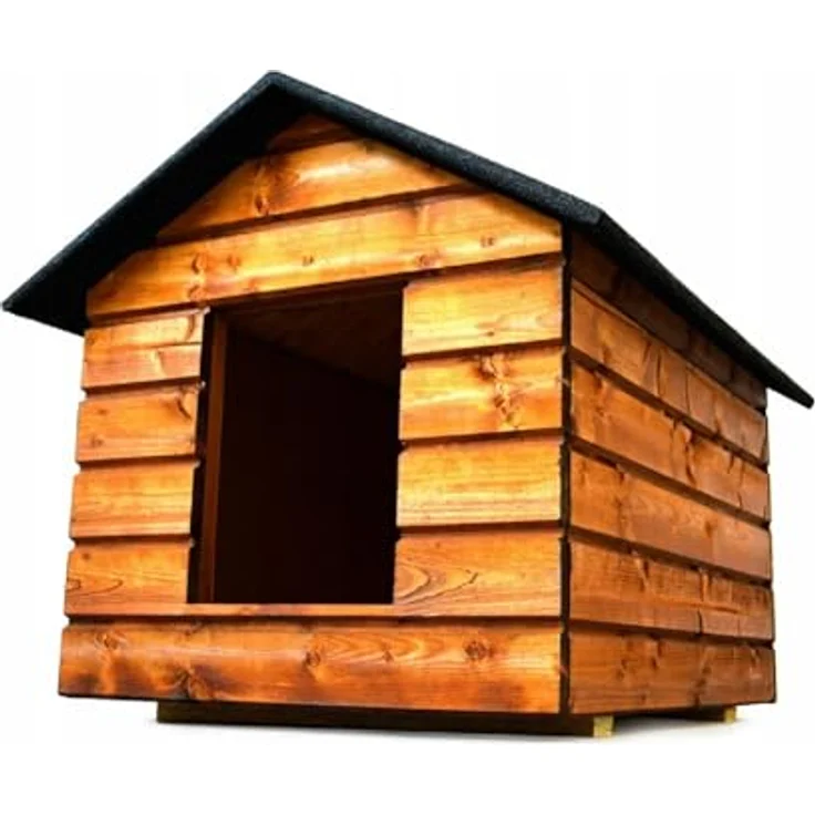 QLS Hundehütte Größe 80x60 mit Vorhang Isoliert Winterfest Outdoor (Palisander, L) - QLS Hundehütte Größe 80x60 mit Vorhang, isoliert, winterfest, Outdoor geeignet – Bild 4