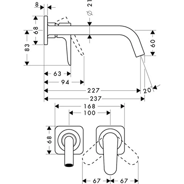 Axor Citterio M, Einhebel-Waschtischmischer für Wandmontage, 227 mm Auslauf, chrom – Bild 3