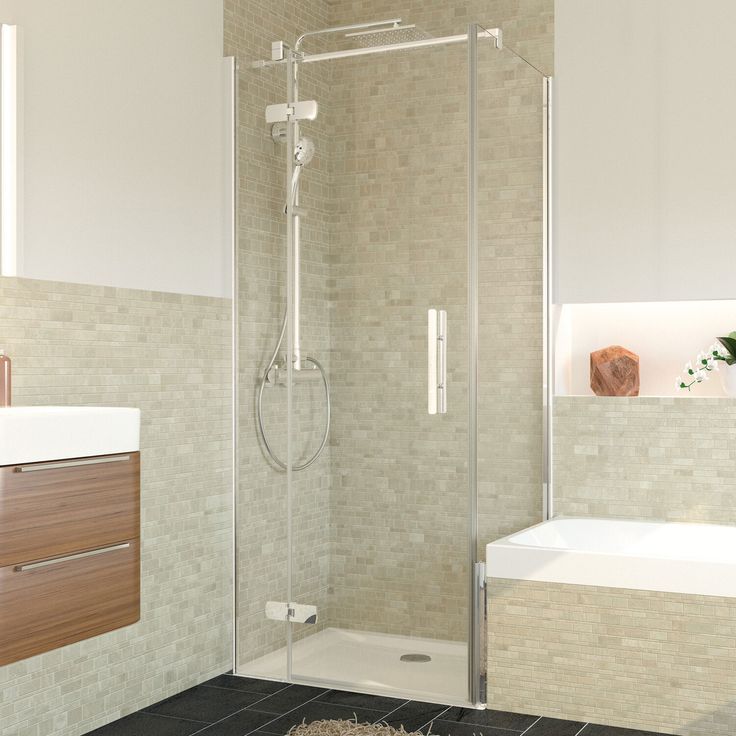 Breuer Badewannenseitenwand 'Avanta', teilgerahmt, 8 mm Sicherheitsglas, für Drehtür, Chromoptik, 80 x 175 cm