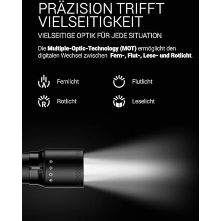 Zweibrüder ZB6T Taschenlampe 3000 Lumen – LED-Lampe mit Auto-Focus-Funktion, USB-C aufladbar, IP67 wasser- und staubgeschützt, 4 Lichtmodi für Outdoor und Freizeit – Bild 4