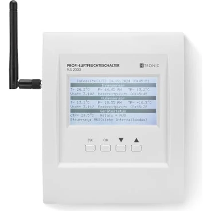 H-Tronic Profi-Luftfeuchteschalter PLS 2000, Hygrostat zur Kellerentfeuchtung, Taupunktsteuerung, Funksteuerung für bis zu 32 Geräte – Bild 2