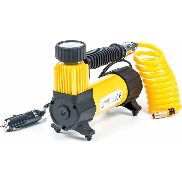 Dunlop Druckluftkompressor mit 3 Adaptern, langes Kabel, 12V-Anschluss, 100 PSI/ 7 Bar, Kompressor, Mini Kompressor, Autokompressor