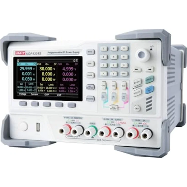UNI-T UDP3305S programmierbares lineares DC Labornetzgerät Labor-Netzteil mit 4 Kanälen, 328W, 1mV,1mA Resolution, Spannung<0.03%+10mV Strom<0.2%+5mA Einstellgenauigkeit, Interaktive LCD-Schnittstelle, schwarz – Bild 3