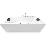 Basera® Whirlpool-Badewanne Naxos 140 x 75 cm, Komplett-Set, 16 Massagedüsen, Wasserfall, LED, weiß