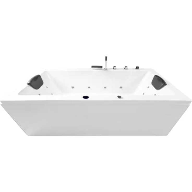 Basera® Whirlpool-Badewanne Naxos 140 x 75 cm, Komplett-Set, 16 Massagedüsen, Wasserfall, LED, weiß – Bild 1