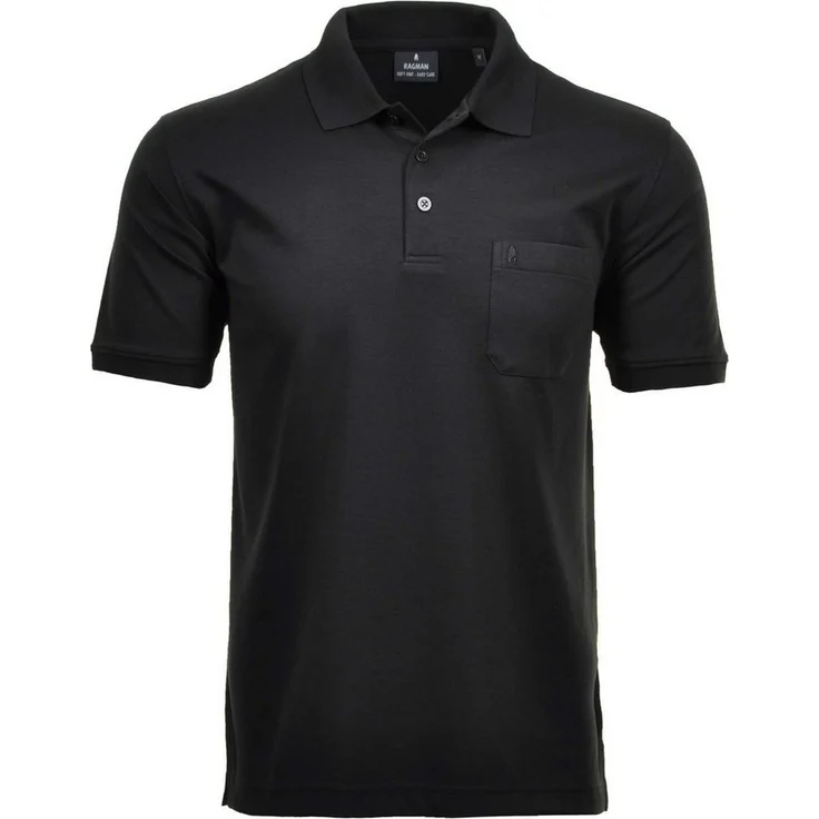 RAGMAN Poloshirt Herren Softknit-Polo - Einfarbig mit Brusttasche und Knopfleiste, Weiß – Bild 1