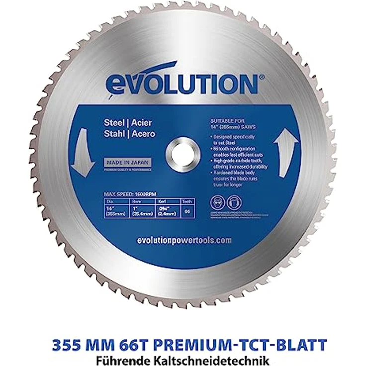 Evolution S355MCS Metall-Gehrungssäge 2200W, 355mm Kappsäge für Metall, +/- 46° Gehrungsbereich, CNC-Basis, Profi-Trockenschnitt-Technologie – Bild 2