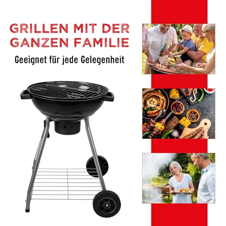 BBQ Collection Kugelgrill - Holzkohlegrill mit ein Lufteinlass im Deckel - Aschebehälter - 45cm - 83cm Höhe – Bild 9