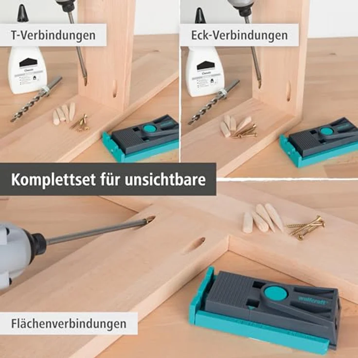 wolfcraft Undercover Jig-Set TX, Komplettset für präzise Taschenbohrungen und versteckte Holzverbindungen – Bild 3