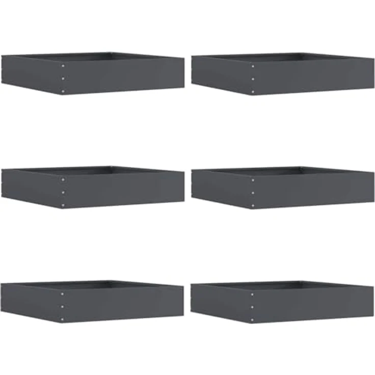 vidaXL Raseneinfassung 6 pcs Anthrazit, 60 x 60 x 13 cm, langlebige Stahl-Rasenbarriere mit modernem Design für Garten und Terrasse – Bild 1