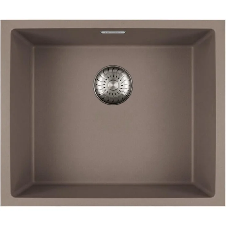 Caressi CAGRPP50OS-TU Spüle, Einbau, Komposit, Außenmaße 550x450 mm, Farbe Ostrica, inklusive Korbventil-Set und Design-Überlauf