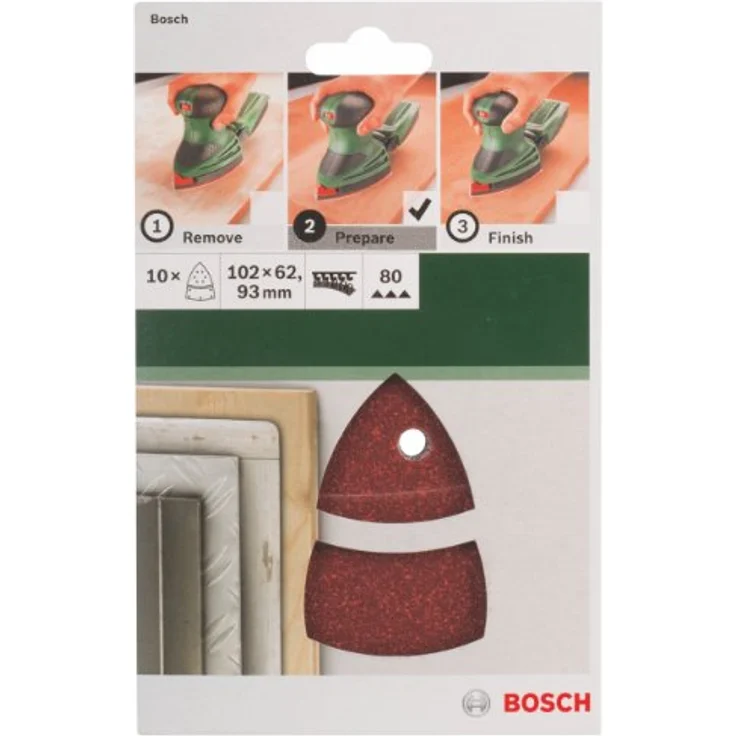 Bosch Schleifblatt (10 Stück, für Farbe, Lack, Hart--Weichholz, Spanplatten, Metall, Rost, Zubehör für Multischleifer) – Bild 3