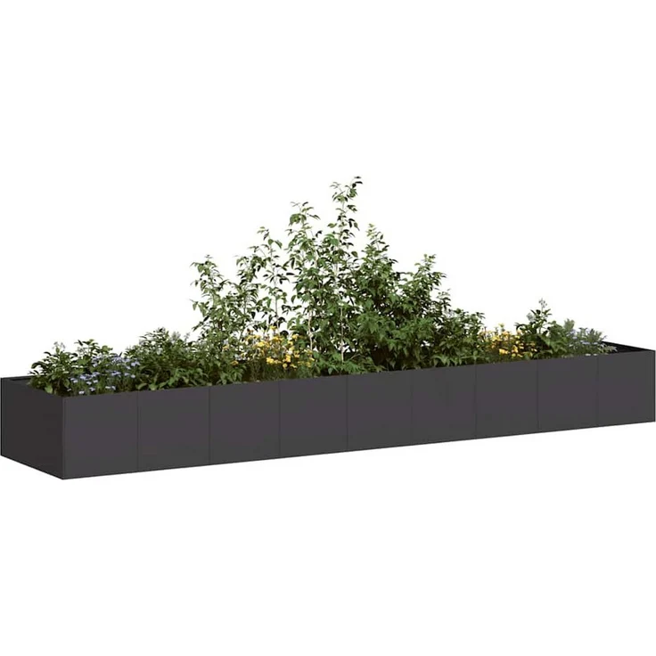 "vidaXL Hochbeet Pflanzkübel Schwarz 360x80x40 cm Stahl, Robuste Konstruktion aus kaltgewalztem Stahl und großzügiger Pflanzraum" – Bild 1