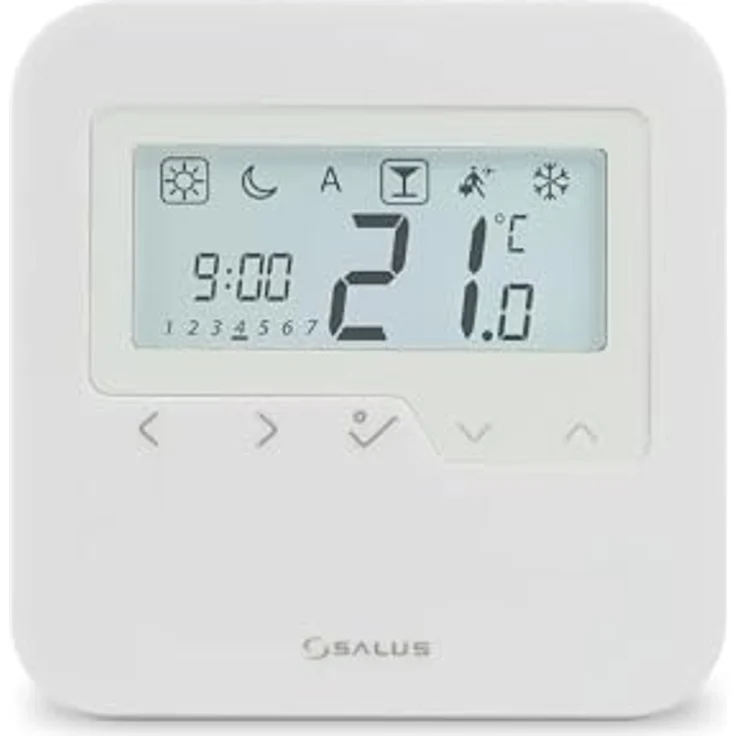 Salus HTRP230 Wöchentlich Raumthermostat, Elektronischer Temperaturregler 230V mit LCD-Display, Aufputz, Weiß, Frostschutzmodus und programmiertem Zeitplan – Bild 1