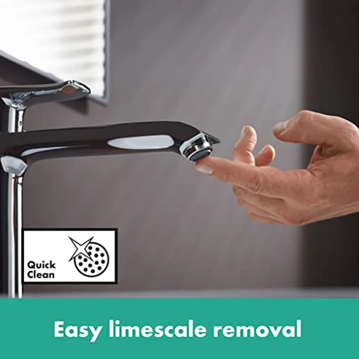 hansgrohe Metris 260 Spültischarmatur, chrom, mit Normalstrahl und Zugstangen-Ablaufgarnitur, für Waschschüsseln – Bild 6