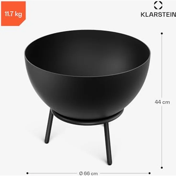 Klarstein Feuerschale Fireball, 66 cm 2-in-1 Stahl, kippsicher schwarz mit Schürhaken & Funkenschutz – Bild 7