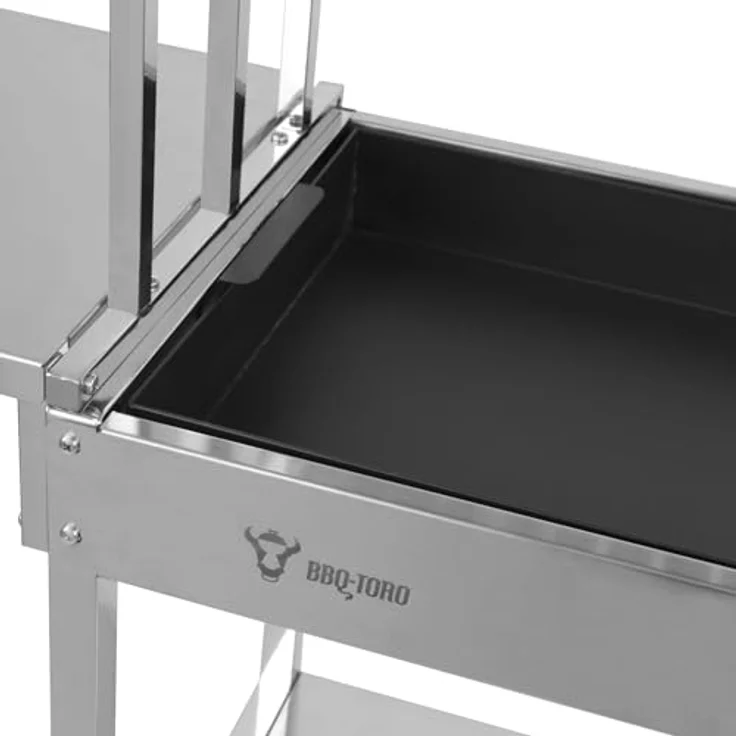 BBQ-Toro Edelstahl Asado Grill, 119 x 45 x 135 cm, Argentinischer Holzkohlegrill mit höhenverstellbarem Rost und Seitenablagen – Bild 7