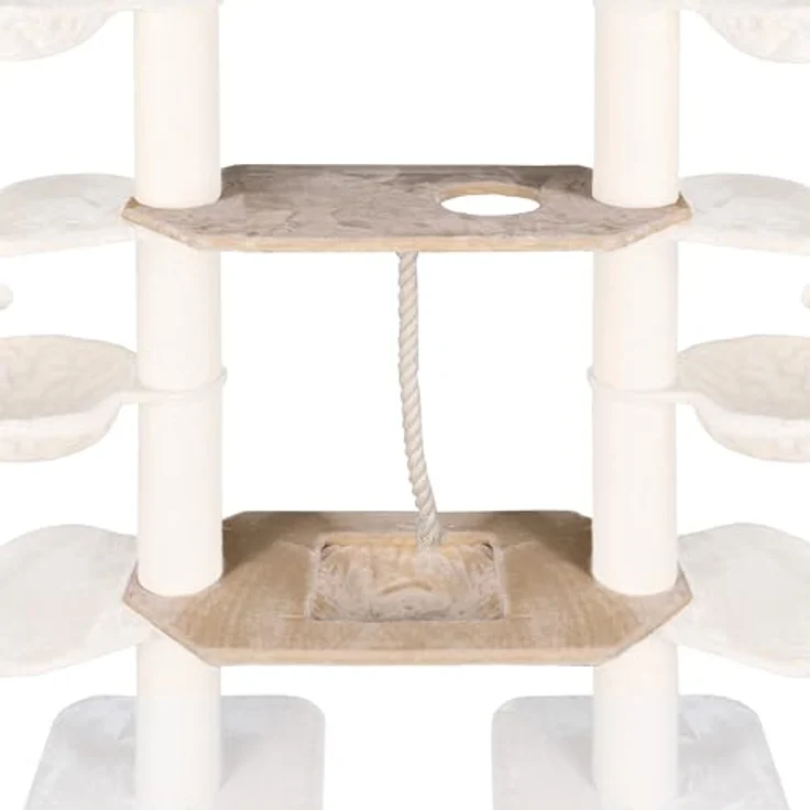 Happypet Kratzbaum Verbindungs-Set mit Liegemulde und Spielseil, bestehend aus zwei Platten aus Multiplex-Hartholz, beidseitig mit Plüsch bezogen, ideal zur Erweiterung von Kratzbäumen – Bild 1