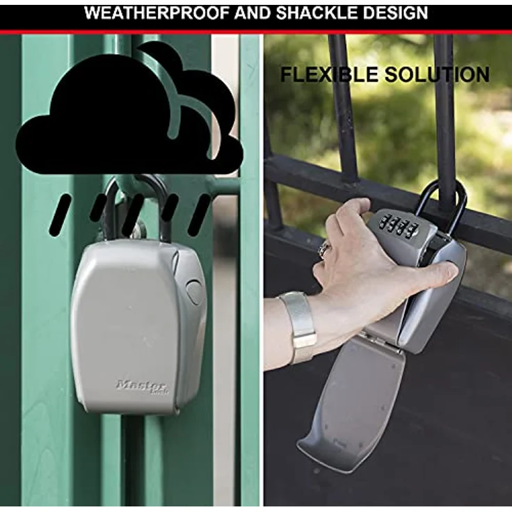 MASTER LOCK Schlüsseltresor mit Bügelhalterung [Large] [Wetterfest] [Bügel] - 5414EURD - Schlüsselsafe, Grau – Bild 4