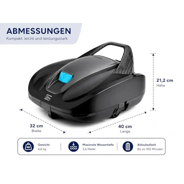 COIL PRR-85, Akku Poolroboter mit 100 Minuten Laufzeit, IPX8 wasserdicht, für Becken bis zu 85 m² – Bild 9
