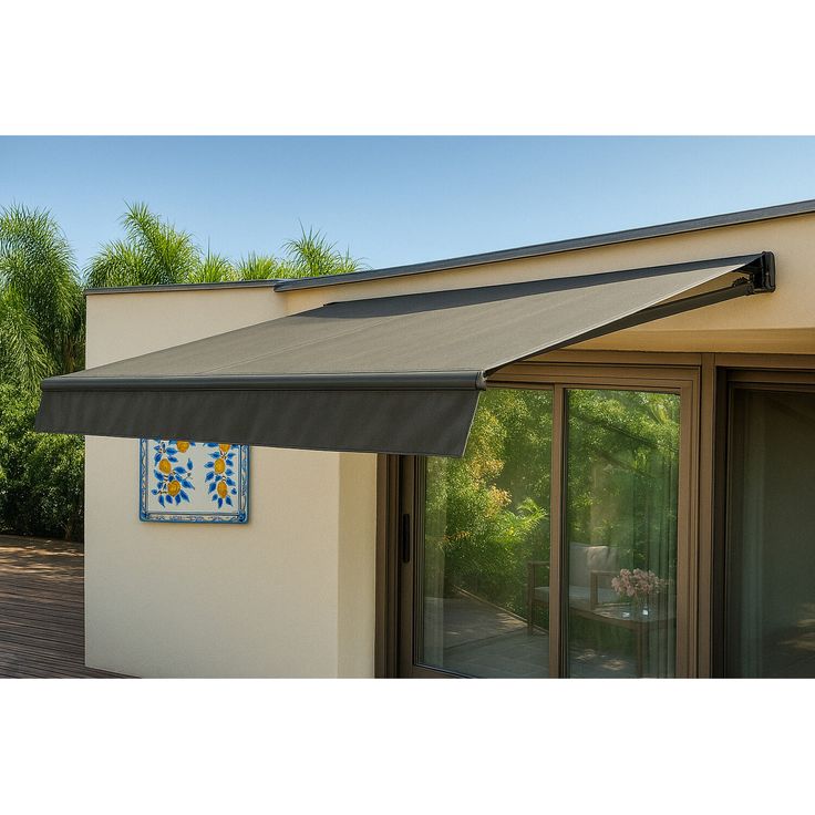 Garden Pleasure Gelenkarm-Markise elektrisch, 2,95 x 2 m, anthrazit mit Fernbedienung, UV-beständig und integrierter LED-Beleuchtung