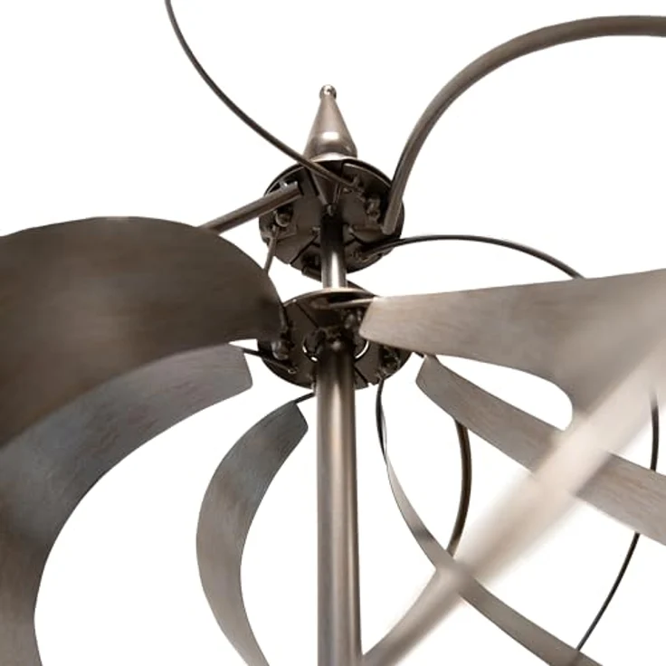 LEMODO Garten Windrad “Silver Tulip”, Windspiel mit stabilem Bodenstecker, Gartendeko in 4 Höhen aufbaubar, Gartenstecker 213 cm hoch, Windmühle Silber, Windskulptur mit Charme – Bild 5