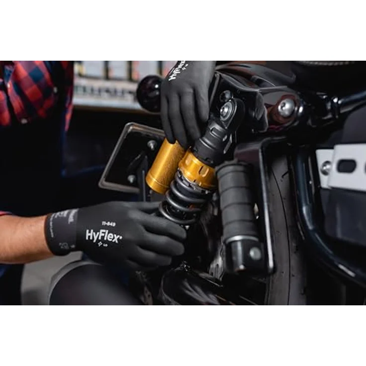 Ansell HyFlex 11-849 Arbeitshandschuhe, Abriebfester Industrie- und Mechanik-Handschuh, Schwarz, Größe L (1 Paar), mit Nitrilschaumbeschichtung für bessere Atmungsaktivität – Bild 4