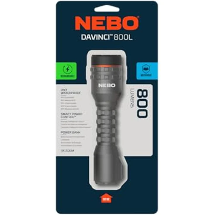 NEBO Davinci 800 Lumen, Wiederaufladbare Wasserdichte LED-Taschenlampe mit Powerbank-Funktion und einstellbarem Zoom, Stahlgrau – Bild 5