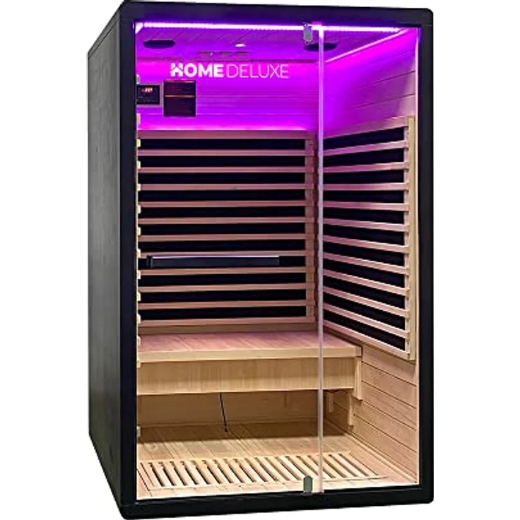 Home Deluxe – Infrarotkabine – Nero - M – 120 x 105 x 190 cm - für 2 Personen, 4 Karbon - Flächenstrahler – Holz: Hemlocktanne I Infrarotsauna, Sauna, Wärmekabine, Infrarot – Bild 3