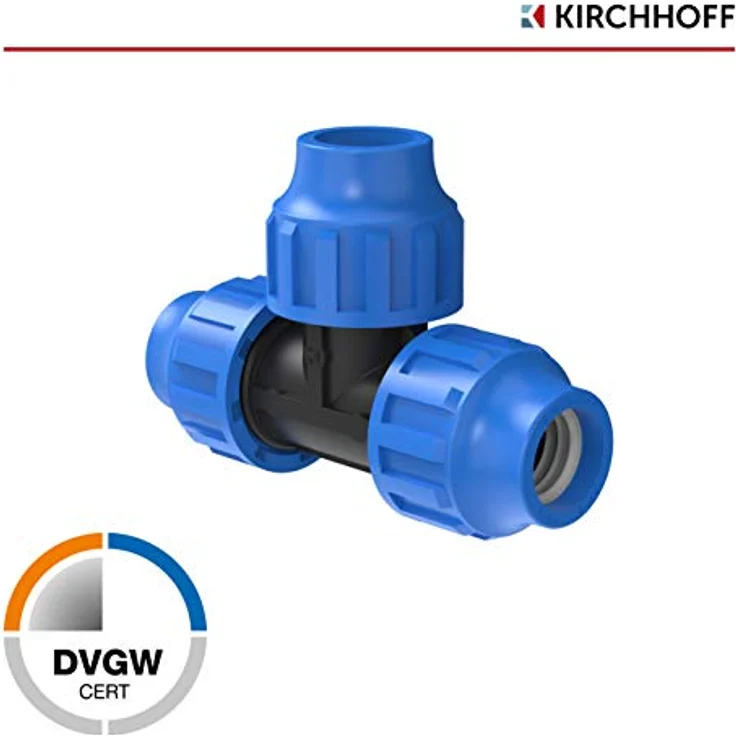Kirchhoff T-Stück | Kunststoff | 25 x 25 x 25 mm | für HDPE Rohr | 3X 5X Fittinge | DVGW geprüft | Trinkwasserqualität | Made in EU, schwarz, 25 mm – Bild 3
