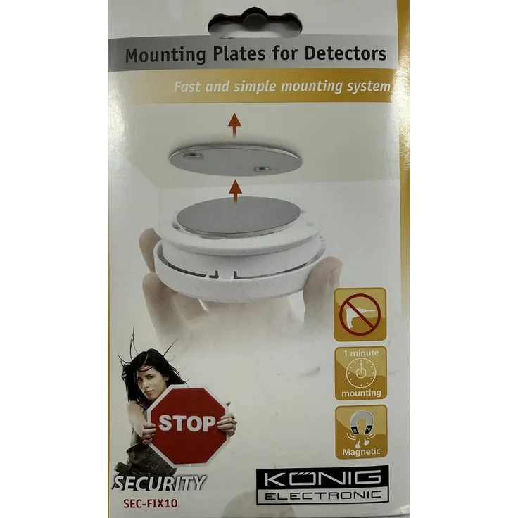DIW Rauchmelder-Magnetplatten zur Befestigung SEC-FIX10 Rauchmelder (Magnet), bohrfreie Befestigung, 400 g Haltekraft, 2er Pack