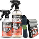 bio-chem Grillreiniger Set, 4-teilig mit Rauchharz-Entferner, Edelstahlreiniger, Grillschwamm und Mikrofasertuch für starke Reinigung von Grill, Gasgrill und Gusseisen