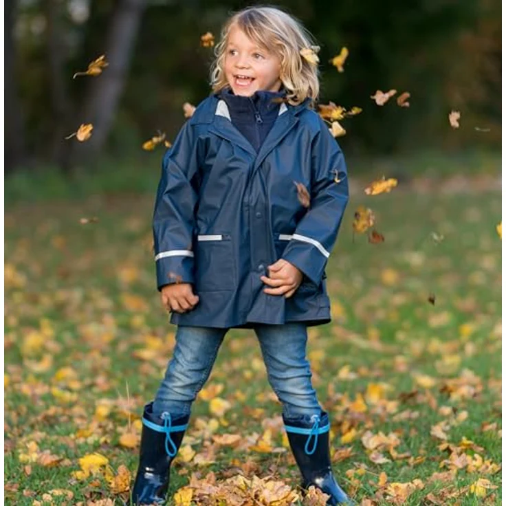 Playshoes Regenjacke Basic, wind- und wasserdicht, abnehmbare Kapuze, Reflektoren, grau – Bild 4