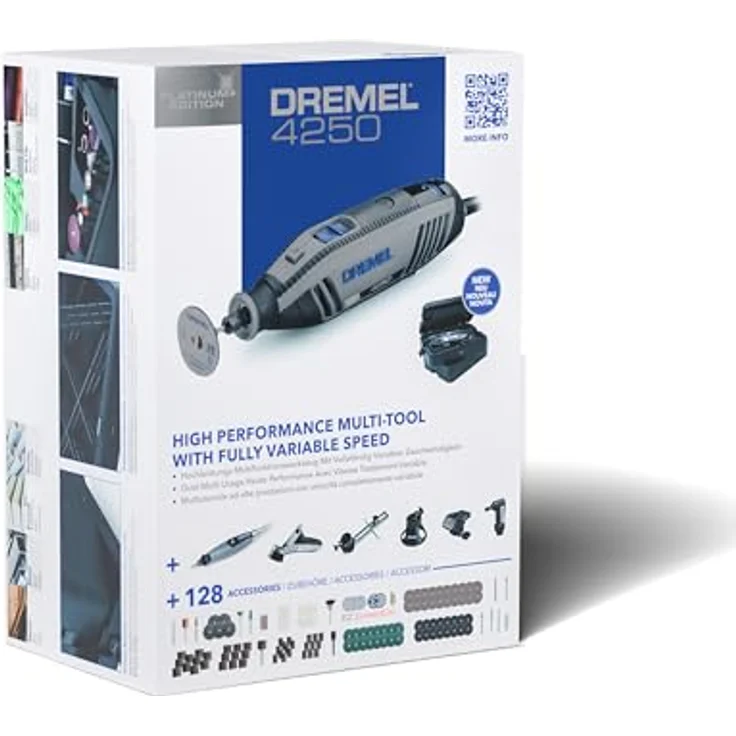 DREMEL DREMEL 4250-6/128 Platinum+ Box, Akku-Multifunktionswerkzeug mit 175-Watt-Motor, 6 Aufsätzen und 128-tlg. Zubehörset – Bild 12