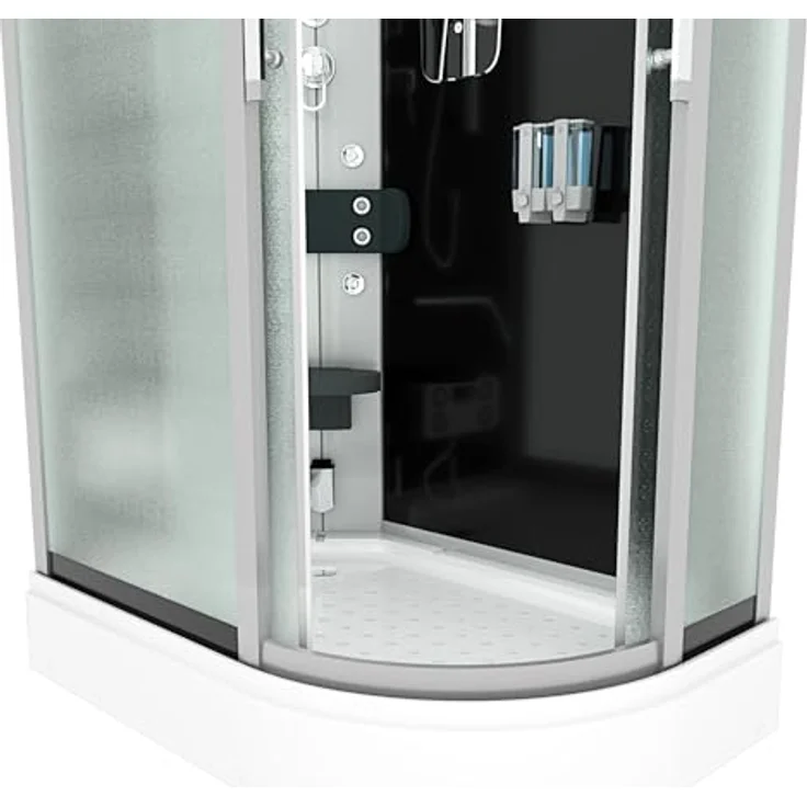 AcquaVapore D60-73M2R-EC Duschtempel, Dampfdusche mit 8 Rückenmassagedüsen, Schwarz, 80x120 cm – Bild 8