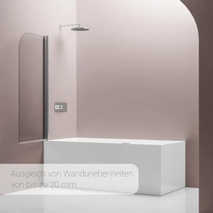 BERNSTEIN Schwenkbarer Badewannenaufsatz Duschabtrennung NT201, 6 mm Nano Echtglas, wählbare Größe 80x140cm, Profilfarbe Chrom – Bild 6