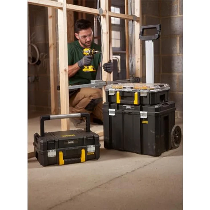 Stanley Pro-Stack FMST1-80103, Werkzeugbox-Set mit Teleskopgriff und 7'' langlebigen Rädern, mobile Aufbewahrungsbox – Bild 7