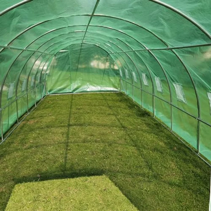 HATTORO Anzucht Gewächshaus Garten Foliengewächshaus Folientunnel Stahlfundament Gitternetzfolie PE-Gewebe 170g/m² 16 Fenster Rolltür 8x3x2m winterfest - Preisvergleich – Bild 5