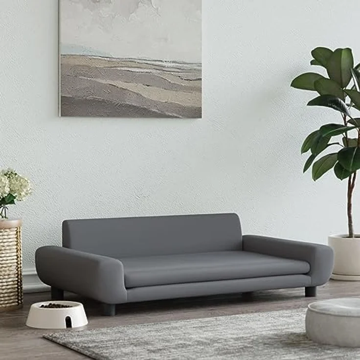 vidaXL Hundebett, Hundekissen mit weicher Polsterung, Hundesofa Hundecouch für kleine Hunde Haustiere, Haustierbett Katzenbett, Dunkelgrau Samt – Bild 2