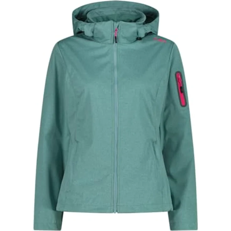 CMP Campagnolo Women's Light Softshell Jacket, winddicht und wasserabweisend, mit abnehmbarer Kapuze, Türkis, Größe S (38) – Bild 1