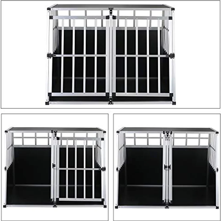 CADOCA® Hundetransportbox Aluminium Hundebox Kofferraum robust verschließbar trapezförmig XXL 97x90x70cm Reisebox Autobox Tiertransportbox – Bild 5