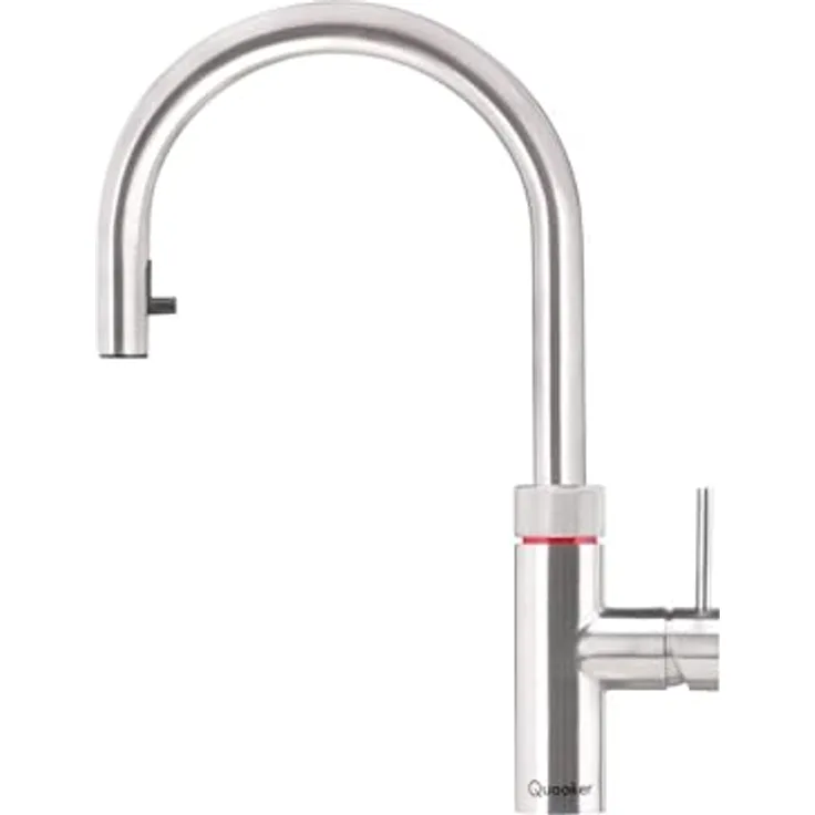 QUOOKER Flex PRO3 Küchenarmatur, Voll-Edelstahl, Kochend-Wasserhahn mit Zugauslauf, 7 Jahre Garantie