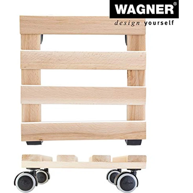 WAGNER Pflanzenroller PALETTI 25 x 25 cm I Pflanzenroller für Innenbereich, BUCHE Natur I Blumenroller aus FSC-Massivholz I Kübelroller aus Holz I Tragkraft 100 kg I Made in EU ? 20009701 – Bild 6