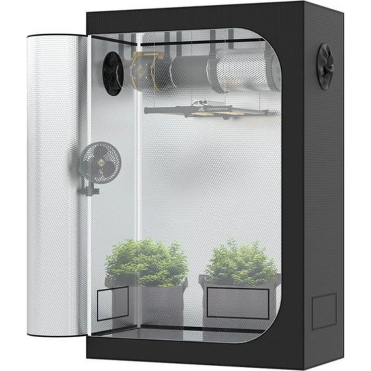THE HOOKAH Gewächshaus Deluxe D600 Growzelt mit Sichtfenster, 150x150x200 cm, weiß – Bild 1