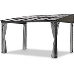 LECO Terrassenüberdachung – freistehende 3 x 4 m Überdachung mit wasserdichtem Hardtop-Dach (Polycarbonat-Doppelstegplatten) und verschließbaren Seitenteilen - lichtgrau - Preisvergleich