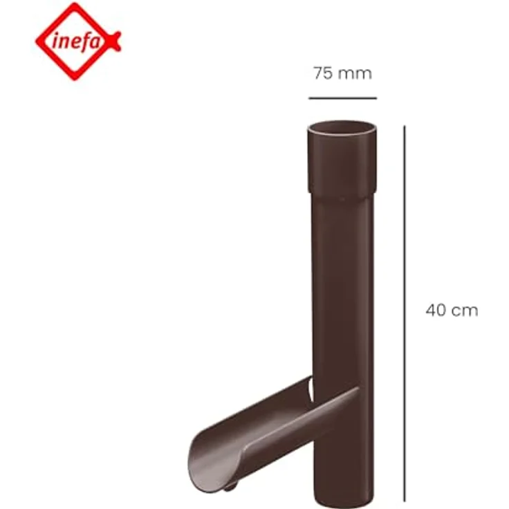 INEFA Regensammler für Fallrohr, PVC DN75 / 75mm mit Wasserklappe, dunkelbraun, witterungsbeständig, Made in Germany – Bild 2