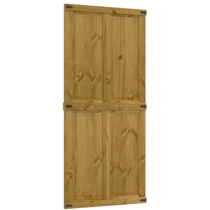 vidaXL Scheunentür Corona, 100 x 210 cm, Massives Kiefernholz, honigbraun, Stylische Schiebetür im rustikalen Design, robuster Raumteiler, platzsparend, leicht aufzubauen