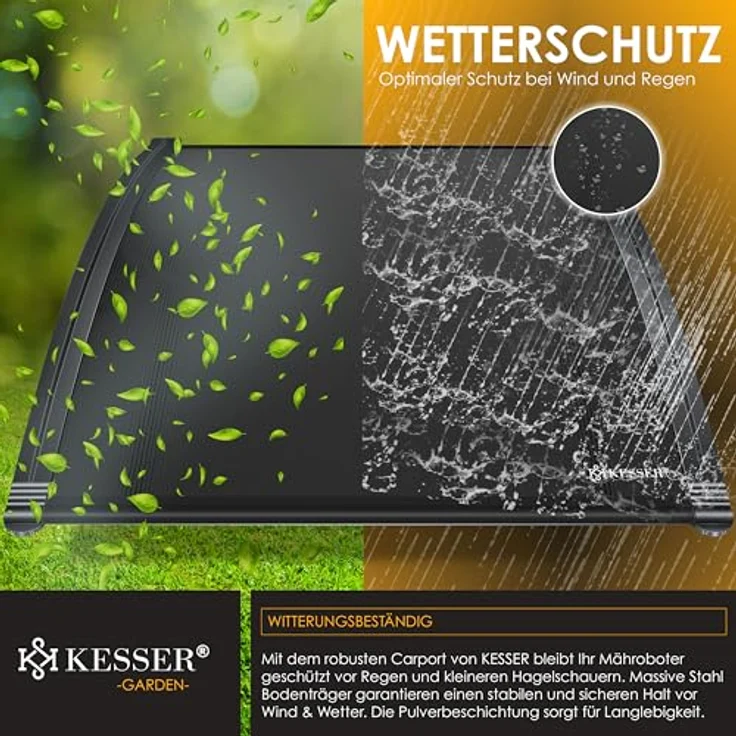 KESSER Mähroboter Garage Dach Carport Überdachung für Mähroboter Rasenmäher Rasenroboter Automower Garten Witterungsbeständig Mährobotergarage inkl. Montagematerial,  Maße 82 x 103 x 47 cm Schwarz - Preisvergleich – Bild 5