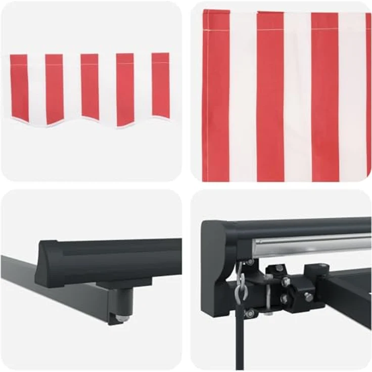 vidaXL Manueller Markisenrahmen mit LEDs, 4,5 x 3,5 m, pulverbeschichteter Aluminiumrahmen, rot, anthrazit – Bild 5